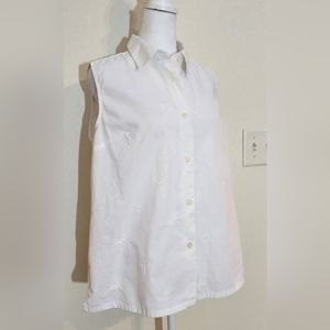 Classic Elements Sleeveless Embroidered White Top Size M